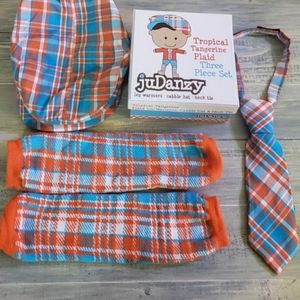 Orange and blue plaid photo shoot set